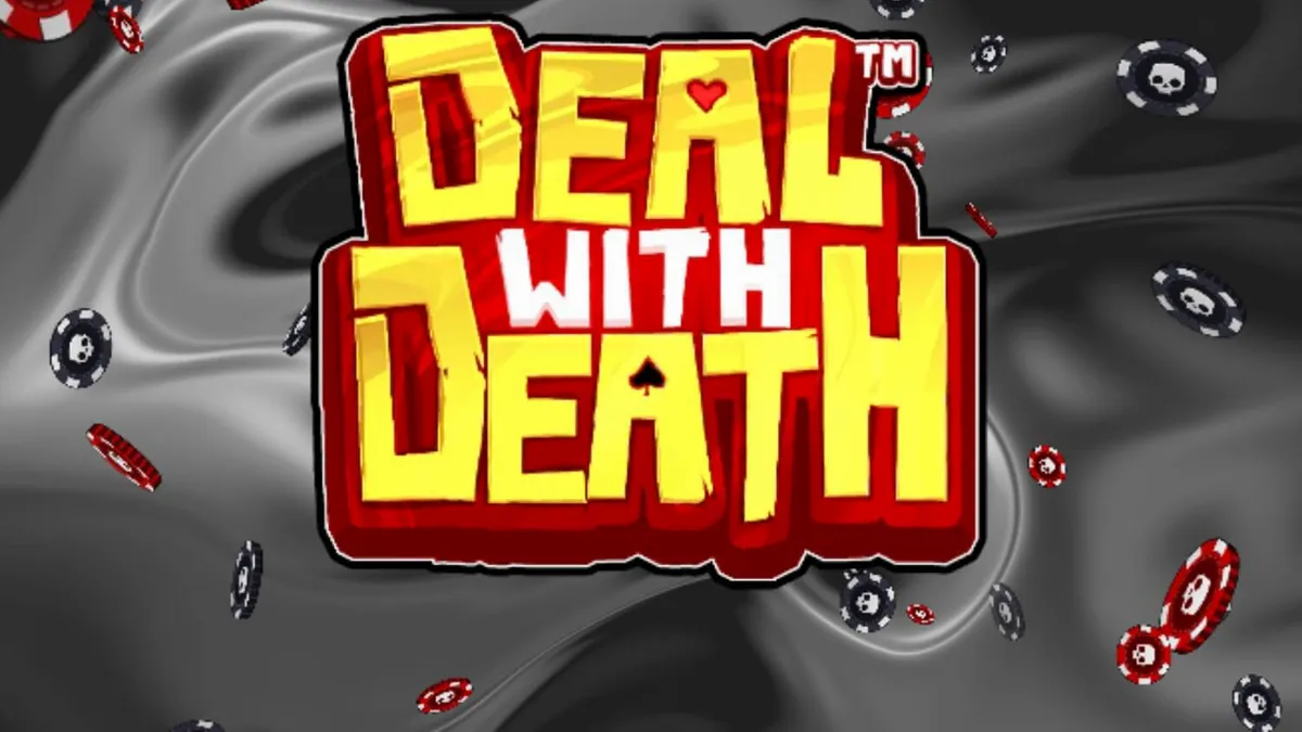 Isang futuristic na disenyo ng slot na nagtatampok ng skeletal croupier at card symbols sa isang dark, modernong grid.